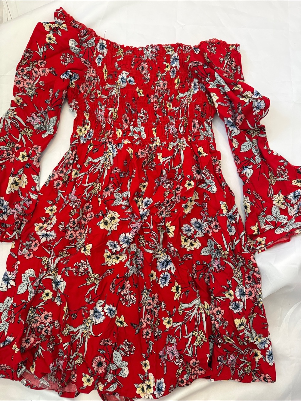 Almost Famous Floral Red Ruched Sundress - Picture 4 of 4